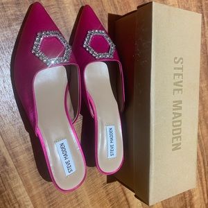 Steve Madden Kees Rhinestone Embellished Kitten Heel Mule